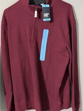 Lands' End Men's Quarter-Zip Sweater in Burgundy